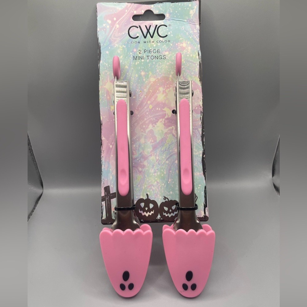 Cook With Color Halloween Pink Ghost Mini Tongs - Set of 2 NEW